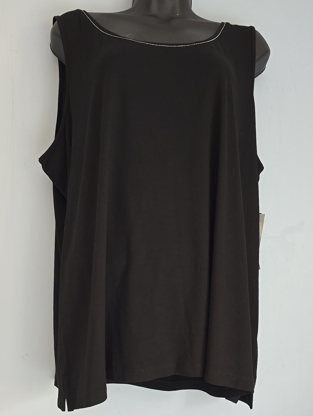 Chico’s Touch of Cool Beaded Polished Tank Black